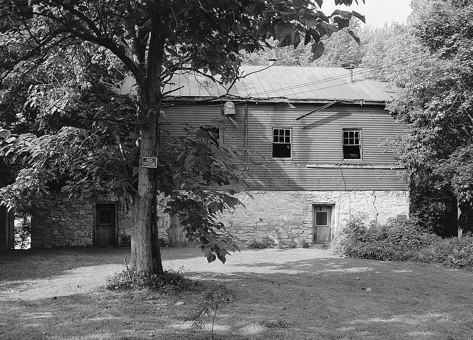 Thomas Shepherd's Grist Mill, Shepherdstown West Virginia SOUTH ELEVATION SHOWING PRESSED METAL SIDING ON THIRD FLOOR ADDITION (1973)