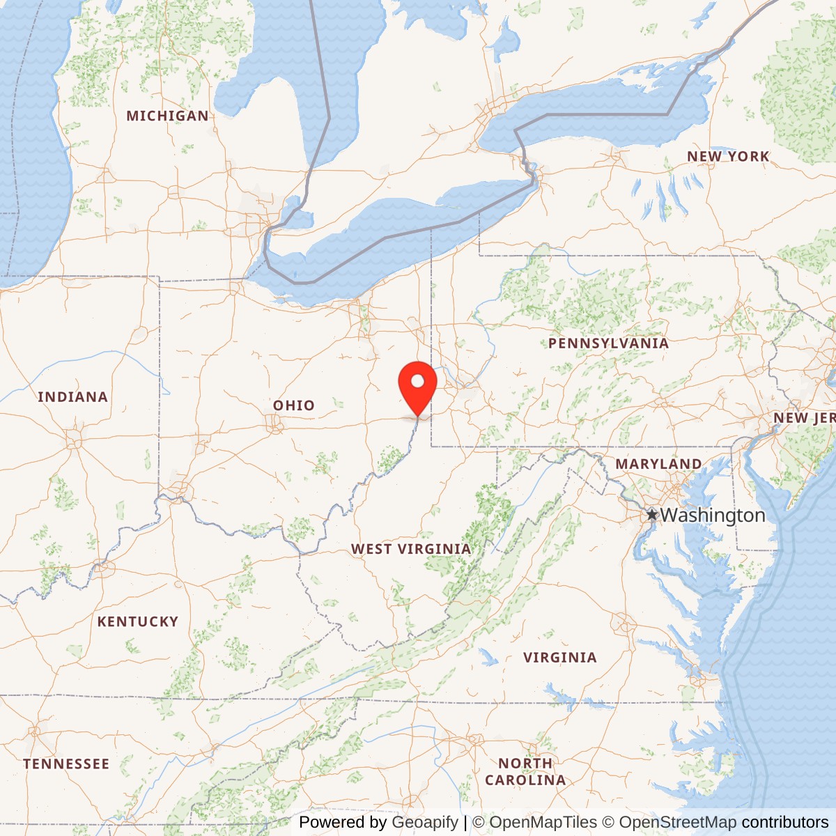 Wheeling Suspension Bridge State Map